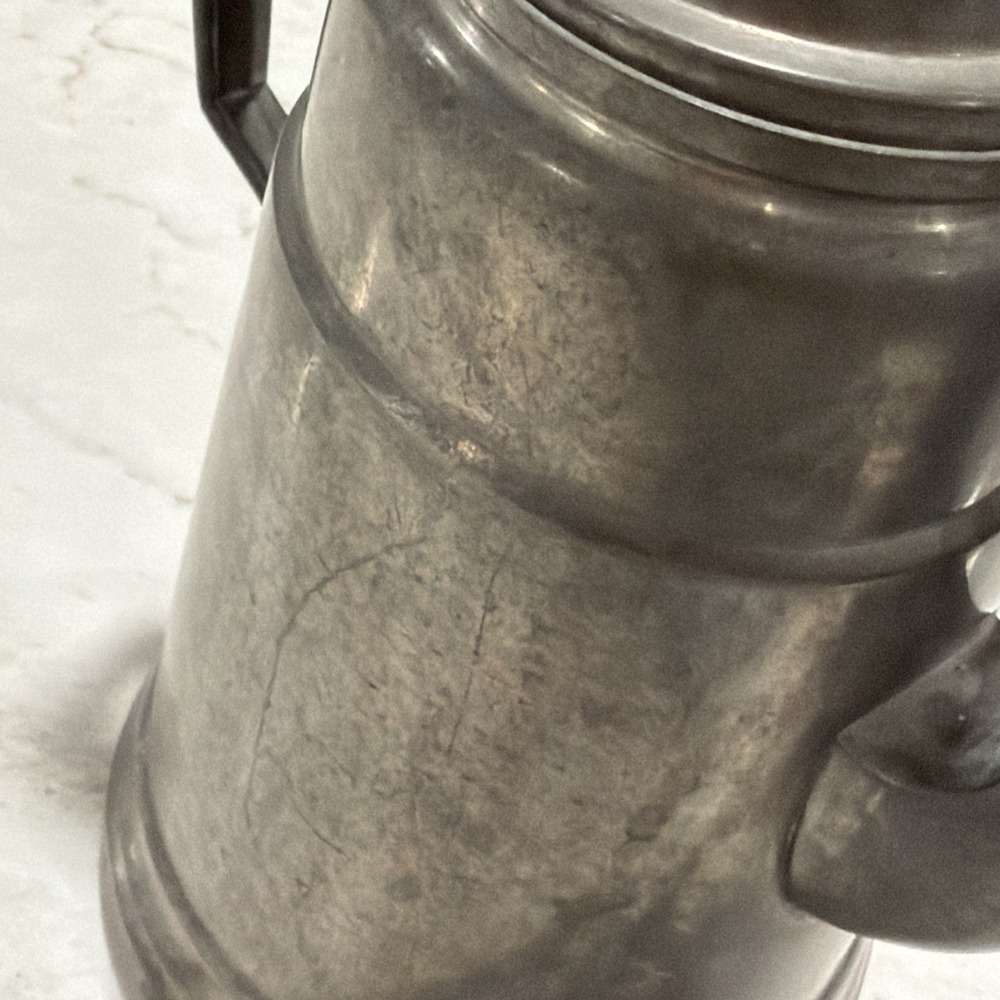 Antique 19th C Pewter Lighthouse Coffee Pot Copper Bottom 1671 Hinged Lid 9" - Picture 10 of 16
